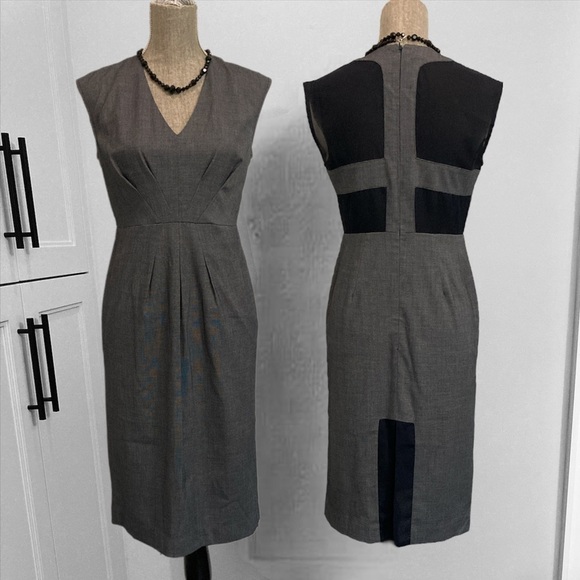TAVAN & Mitto Grey and Black Pencil Sleeveless Couture Dress​​​​​ - Picture 7 of 16
